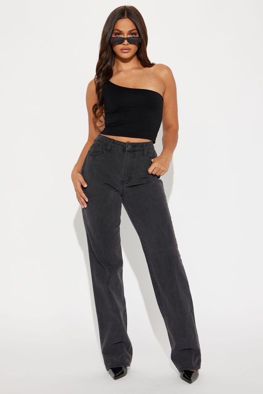NWT Fashion Nova Tall Get It Straight Slouch Fit Jeans Black- Size 15